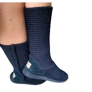 UGG Australia Classic Cardy Women Tall Black Knee High Knit‎ Boot SN 5814 Size 7